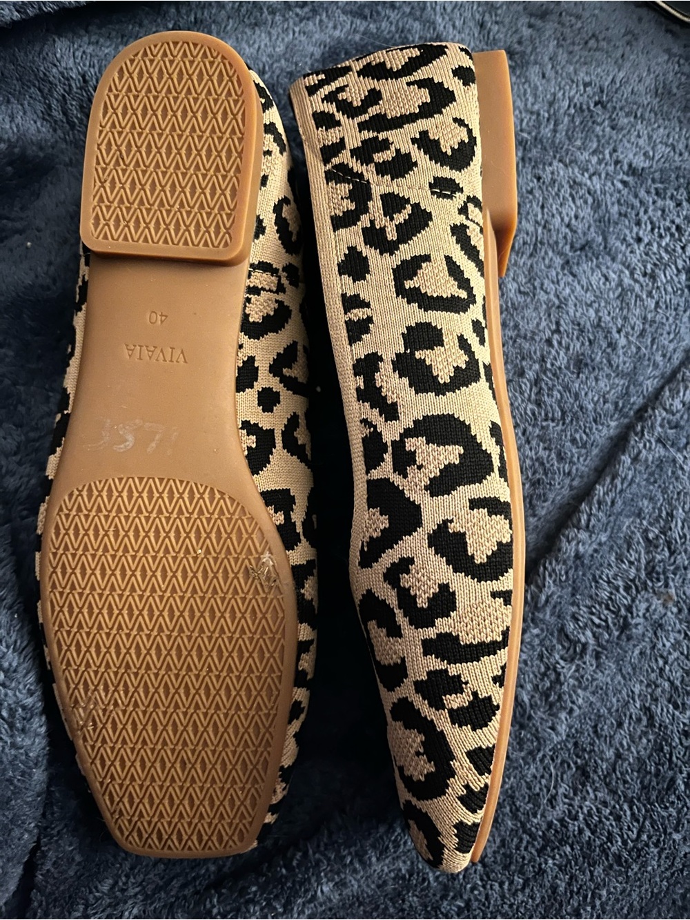 VIVAIA Margot Leopard Knit Ballet Flats - Beige/Black 40 - Picture 3 of 5